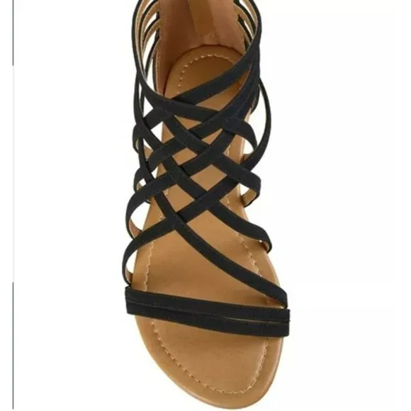 Journee Collection Hanni Strappy Flat Sandals Black -7.5 - Picture 4 of 8